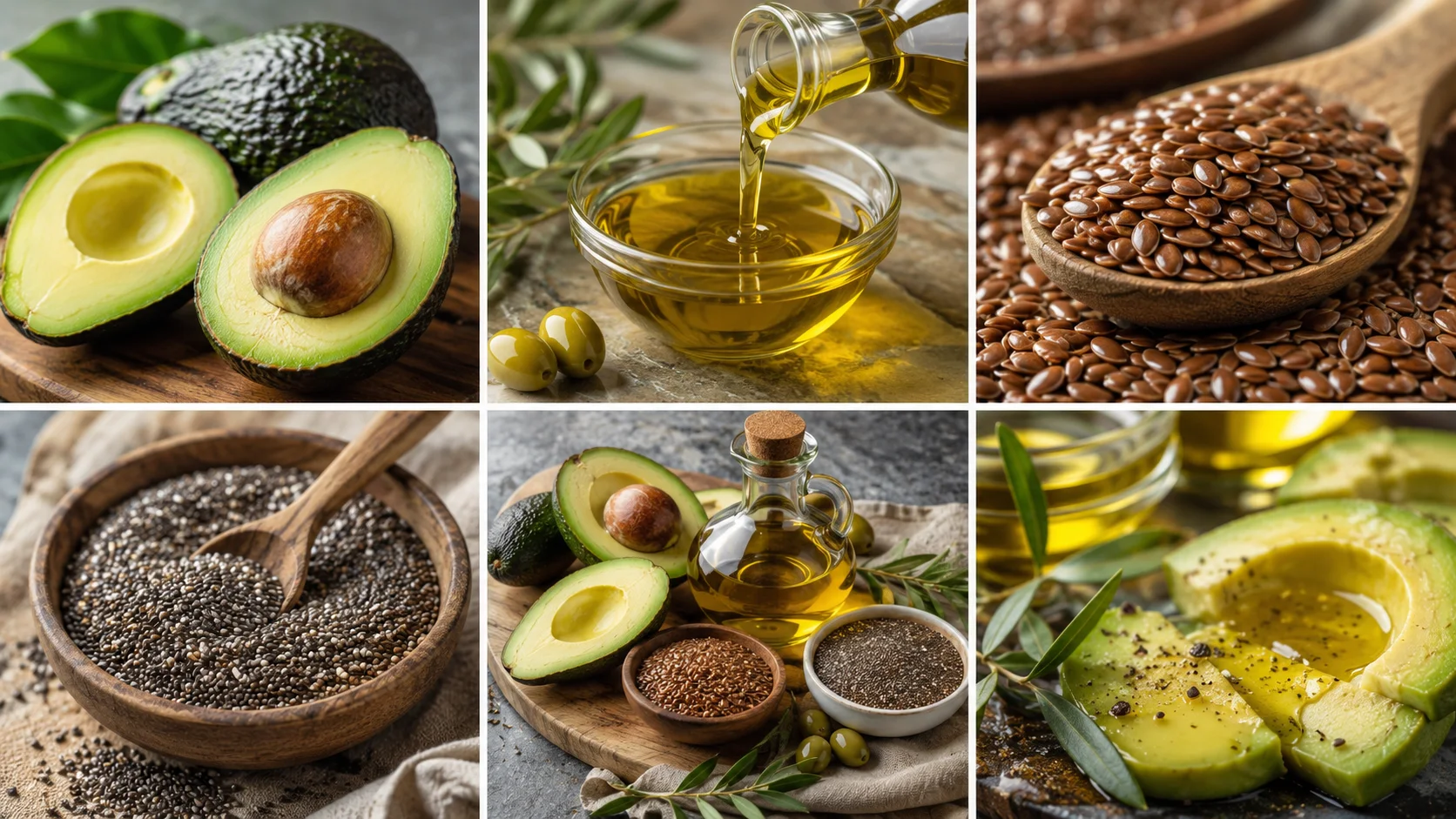 Υγιεινά φυτικά λίπη — αβοκάντο και ελαιόλαδο